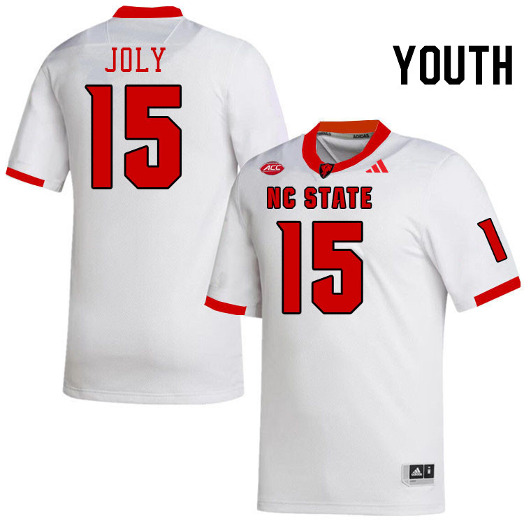 Youth #15 Justin Joly NC State Wolfpack College Football Jerseys Stitched-White